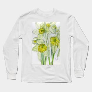 Daffodils watercolour painting Long Sleeve T-Shirt